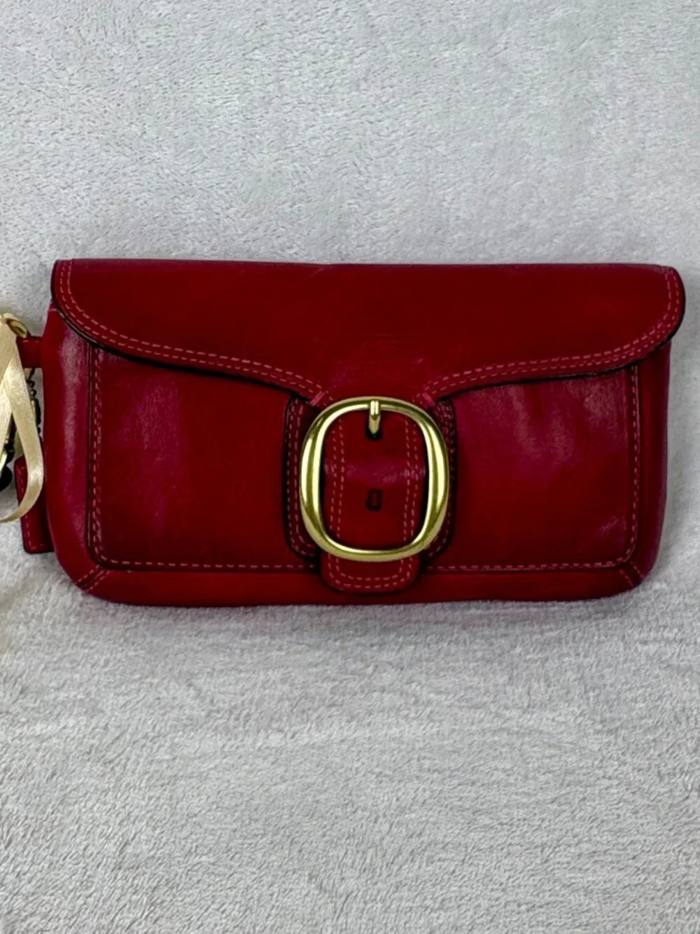 Coach Bleeker Large Flap Wristlet in Red Premium Glovetanned Leather